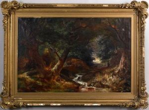 Wooded Landscape With Stream by Francis Daniel Devlan