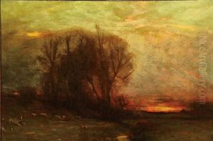Dusk Landscape With Grazing Sheep by Charles Melville Dewey