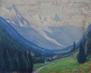 Alpine Village Scene by Wynford Dewhurst