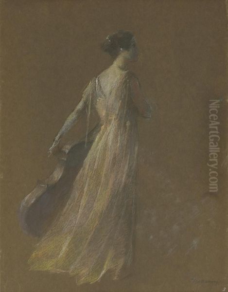 Lady Standing Holding A Cello - view 1