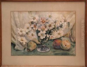 Still Life Flowers And Fruit by Jerome P. Dewitt