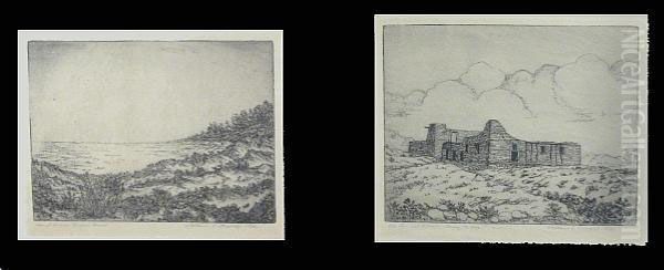 Autumn Skies; Old Spanish Mission, Lamy, New Mexico; The Crags Country Club; Sand Dunes, Mojave Desert; Jersey Coast; Giant Cactus, 1918-1919 - view 1