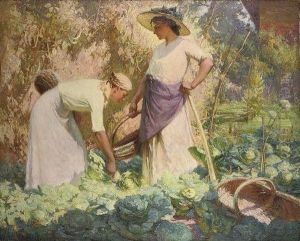 Tending To The Vegetable Patch by Regis Jean Francois Deygas