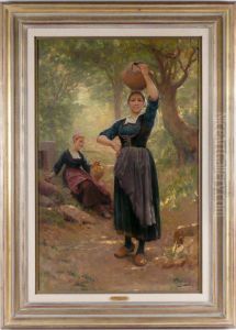 Girls In The Forest by Theophile Louis Deyrolle