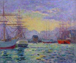 Vue D'un Port by Emile Alfred Dezaunay