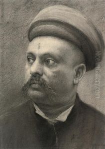 Portrait Of A Gentleman, Believed To Be Raosahib Vasudev Jagannath Kirtiker by Mahadev Vishvanath Dhurandhar