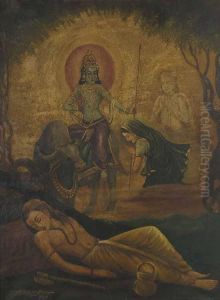 Savitri, Satyavan& Yama by Mahadev Vishvanath Dhurandhar