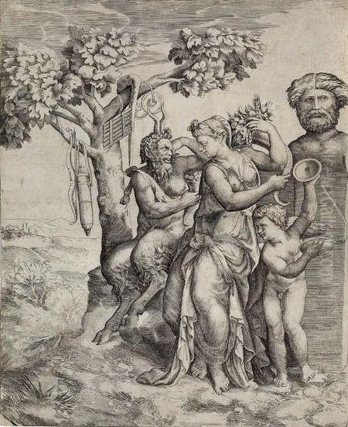 Pan Seated Near A Nymph With A Cornucopia - view 1