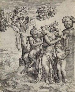 Pan Seated Near A Nymph With A Cornucopia