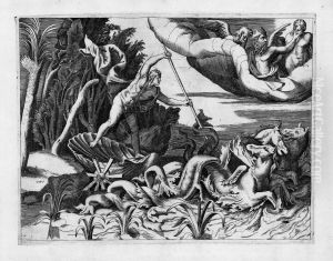 Neptun In Seinem Triumphwagen by Giulio Bonasone
