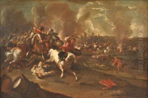 Escena De Batalla by Ambrogio Stefano Di Borgognone