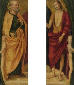 Saint Peter And An Attendant Page; Saint John The Baptist And Anattendant Page