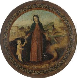 The Virgin And Child In A Landscape by Ambrogio Stefano Di Borgognone