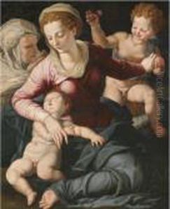 Madonna And Child With St. Anne And Infant St. John The Baptist by Agnolo Bronzino