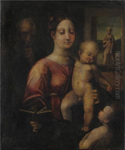 Sacra Famiglia Con San Giovannino E Santa Elisabetta by Jacopo di Cione