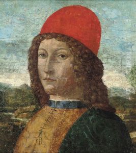 Portrait Of A Gentleman, Bust-length, In A Red Hat, A Landscapebeyond