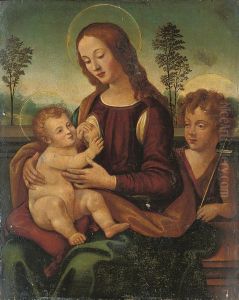 The Madonna And Child With The Infant Saint John The Baptist by Lorenzo Di Credi