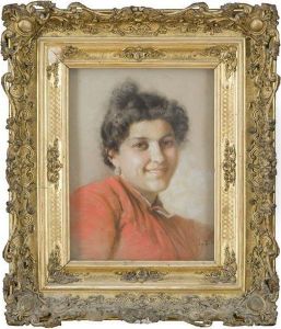 Ritratto Di Giovane Donna In Rosso by Luigi Di Giovanni