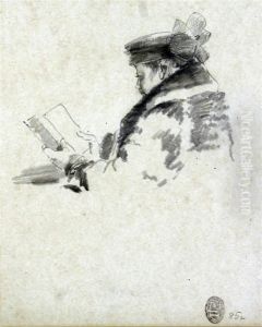 Portrait Of A Lady Reading A Book