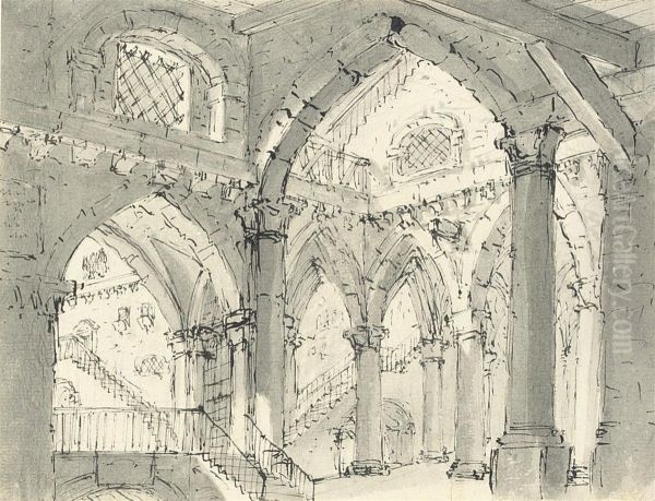 Design For A Theatrical Set With Gothic Arches - view 1