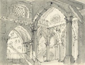 Design For A Theatrical Set With Gothic Arches by Pietro Gonzaga