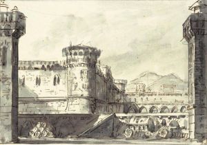 Due Scenografie Con Paesaggi Ed Edifici Classici E Una Con Un Castello Fortificato by Pietro Gonzaga