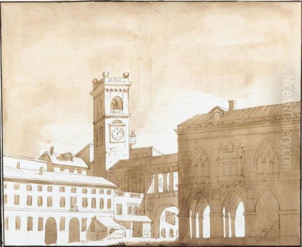Scenografia Teatrale: Edifici Classici Su Un Angolo Di Una Piazza - view 1