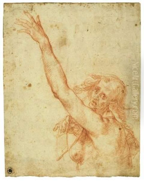 Etude De Vieille Femme Nue En Buste, Le Bras Gauche Leve - view 1