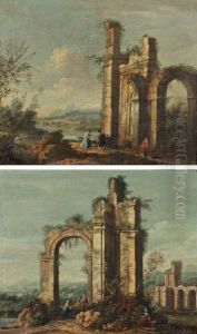 Personnages Dans Des Ruines Antiques by Jacopo Paolo Di Marieschi
