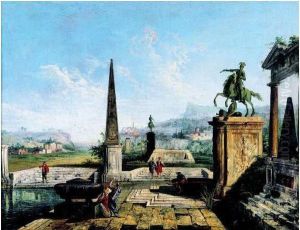 Caprice Avec Obelisque Et Monuments Equestres