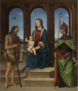 The Madonna And Child Enthroned With Saints Onophrius Andaugustine