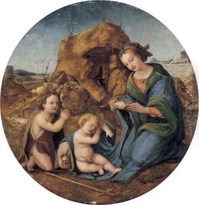 The Madonna And Sleeping Christ Child With The Infant Saint John The Baptist by Piero Di Cosimo