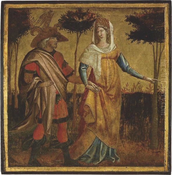 A Nobleman And Lady - Panel From A Cassone Or Spalliera - view 1