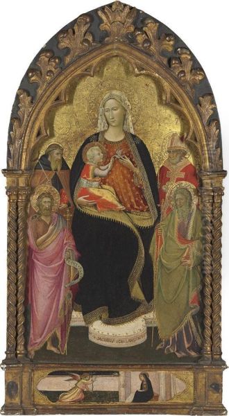 The Madonna And Child With Saints John The Baptist, Andrew, Anthonyabbot, And Nicholas Of Bari; The Annunciation In The Predella - view 1