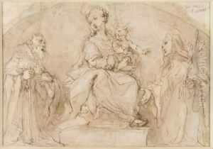 Vierge A L'enfant Avec Saint Antoine Et Sainte Catherine Desienne