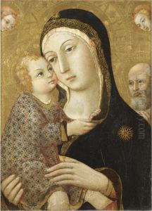 Madonna Col Bambino, San Giuseppe E Due Angeli by Ansano Mancio Di Sano Di Pietro