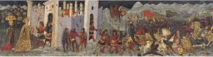 The Return Of Judith To Bethulia, And The Route Of The Jews Defeating The Assyrians: A Cassone Panel by Paolo di Stefano Badaloni Schiavo