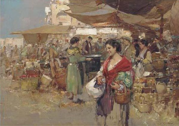 A Busy Italian Market - view 1