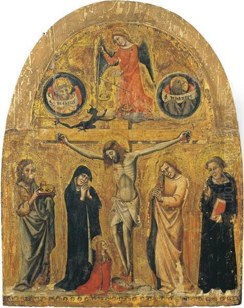 Crocefissione Con La Vergine, La Maddalena E San Giovanni Dolente,san Giovanni Battista E San Nicola Da Tolentino (?); San Michelepesa Le Anime (psicostasia), Simboli Di San Marco E Di Sangiovanni - view 1