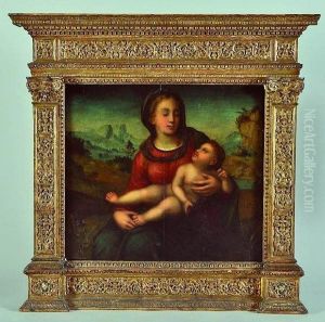 vierge A L'enfant Sur Fond De Paysage by Giovanni Antonio Sogliani