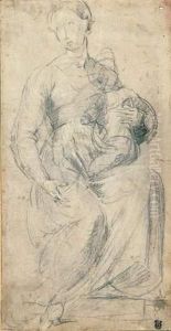 Die Sitzende Madonna Mit Dem Jesuskind Im Arm. by Giovanni Antonio Sogliani