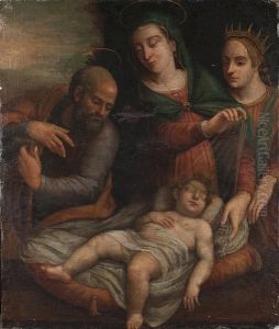 The Holy Family With Saint Catherine by Giovanni Antonio Sogliani