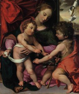 The Madonna And Child With The Young Saint John The Baptist by Santi Di Tito