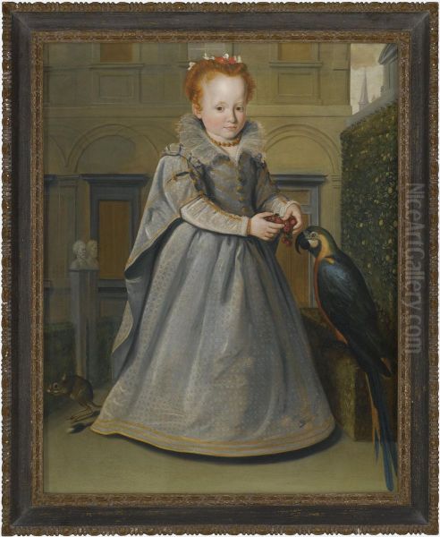 Portrait Of Lucrezia, Daughter Of Nicolo Di Sinibaldo Gaddi, Full Length, Standing In Her Garden With A Macaw And A Jerboa - view 1