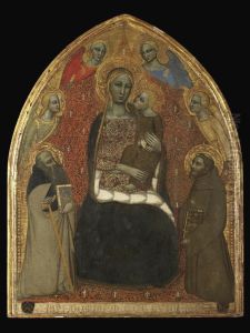 The Madonna And Child With Saints Anthony Abbot And Francis Andfour Angels by Niccolo Di Tommaso