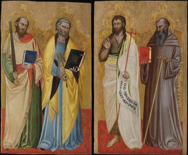 Saints Peter And Paul; And Saints John The Baptist And Benedict: Lateral Panels Of An Altarpiece - view 1
