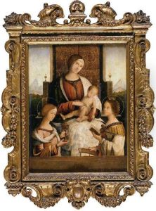 Madonna And Child With Saints Mary Magdalene And Catherine Of Alexandria by Bernardino di Bosio (see ZAGANELLI)