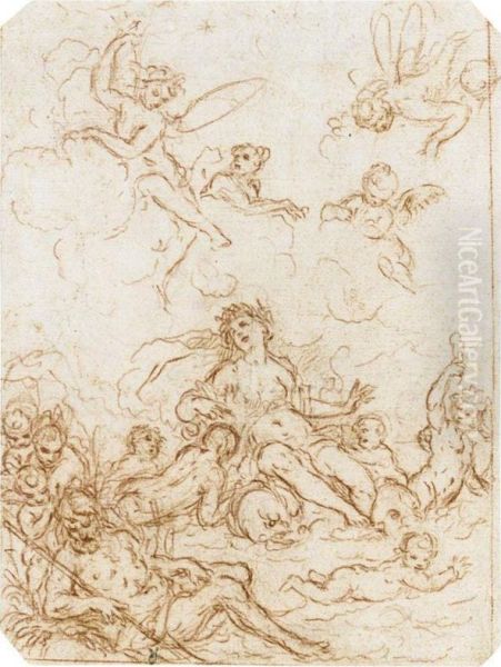 Galatea Riding On The Waves With Tritons And Nereids With Polyphemus Resting In The Foreground - view 1
