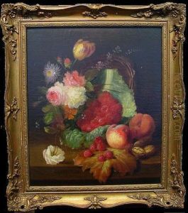 Floral Still Life With Fruit And Walnuts