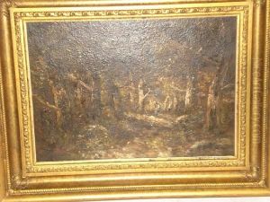 A Wooded Glade, Oil On Board by Emile Diaz De La Pena
